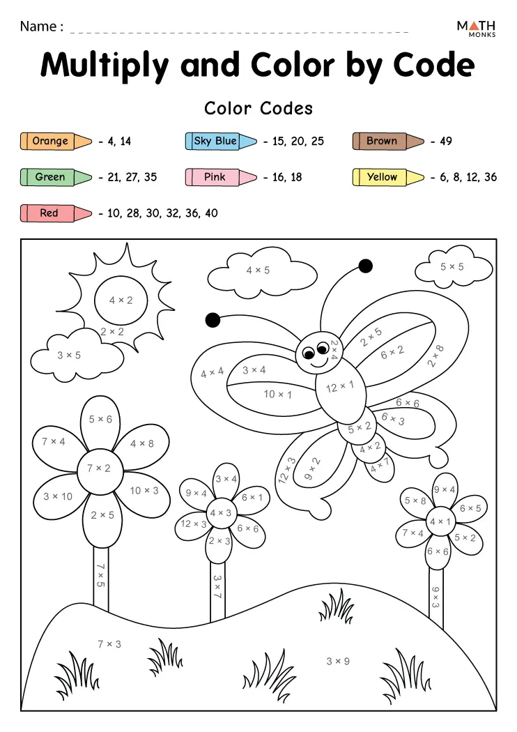 Multiplication Coloring Worksheets Math Monks