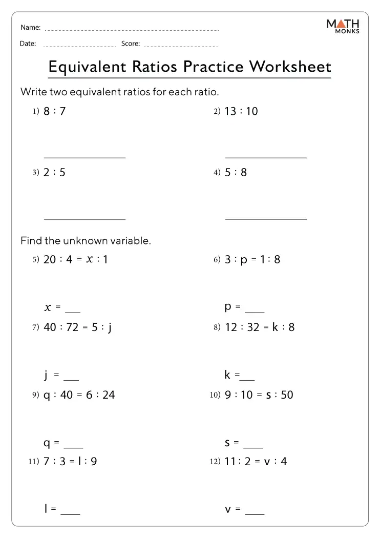 Equivalent Ratios Worksheet Grade 6 Adriansonfifth
