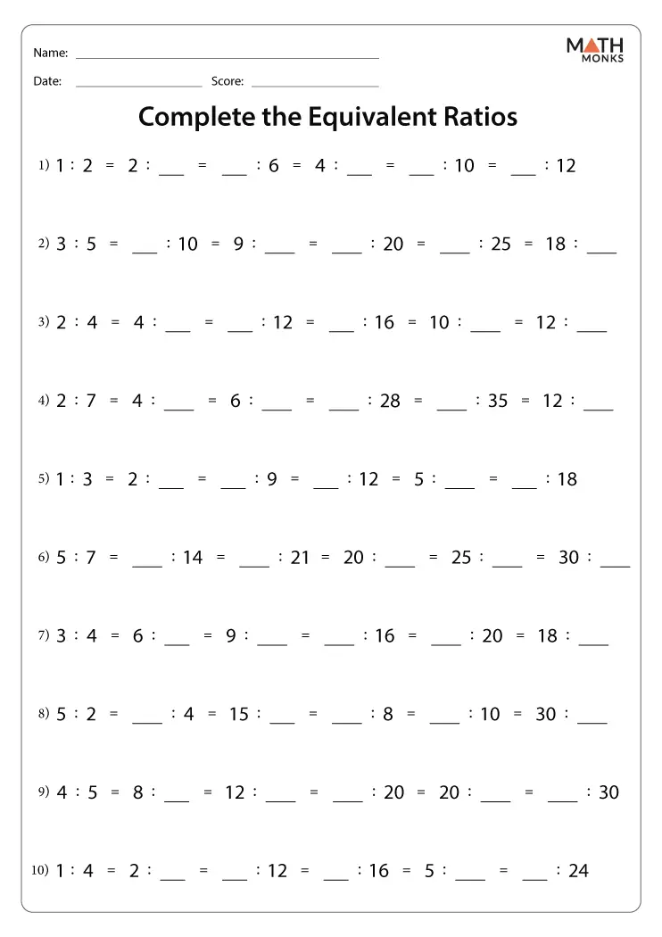 Equivalent Ratios Worksheet 6th Grade Adriansonfifth