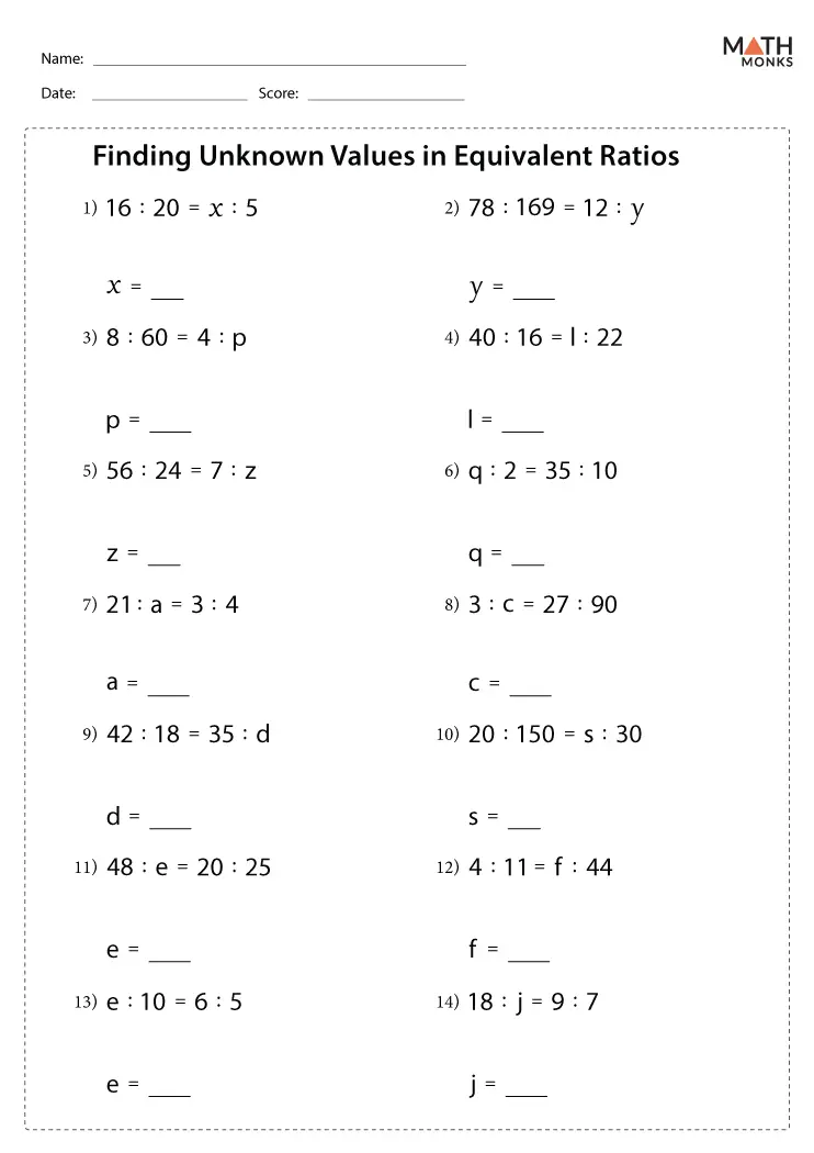 RATIO & EQUIVALENT RATIOS