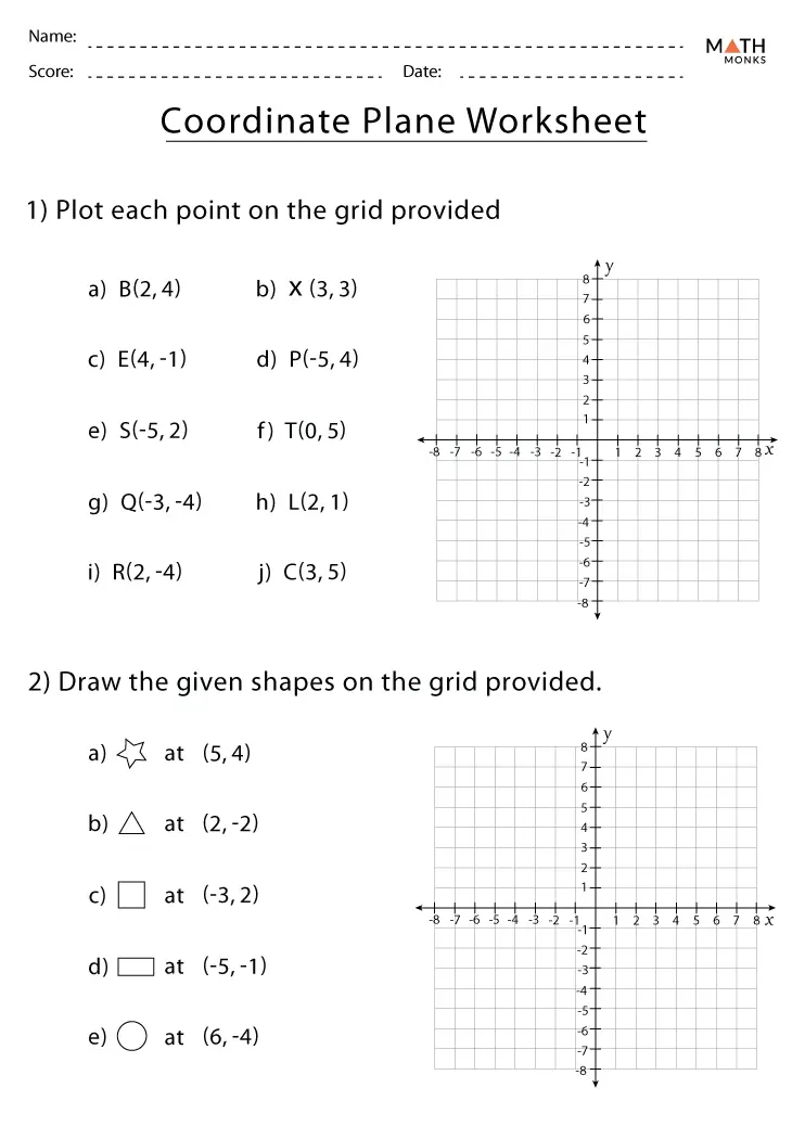 Coordinate Plane Worksheets - Math Monks