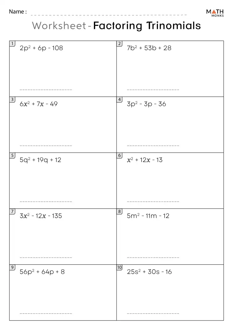 grade 5 factoring worksheet answers