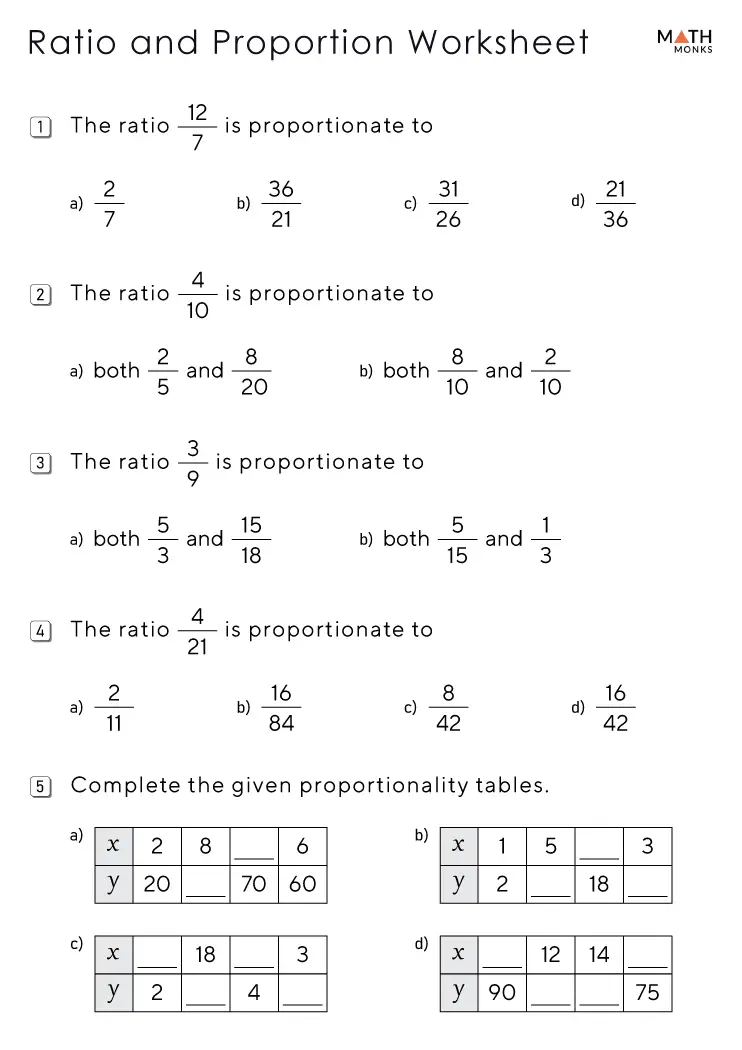 problem solving with ratio and proportion worksheet