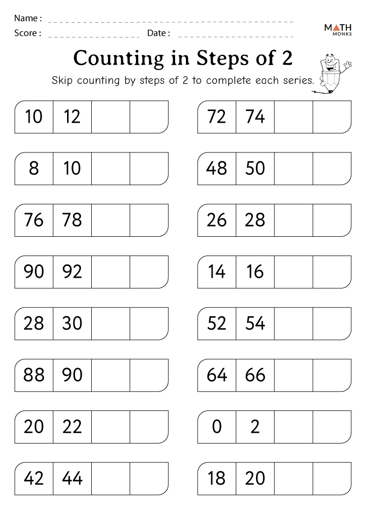 Skip Counting Worksheets - Math Monks