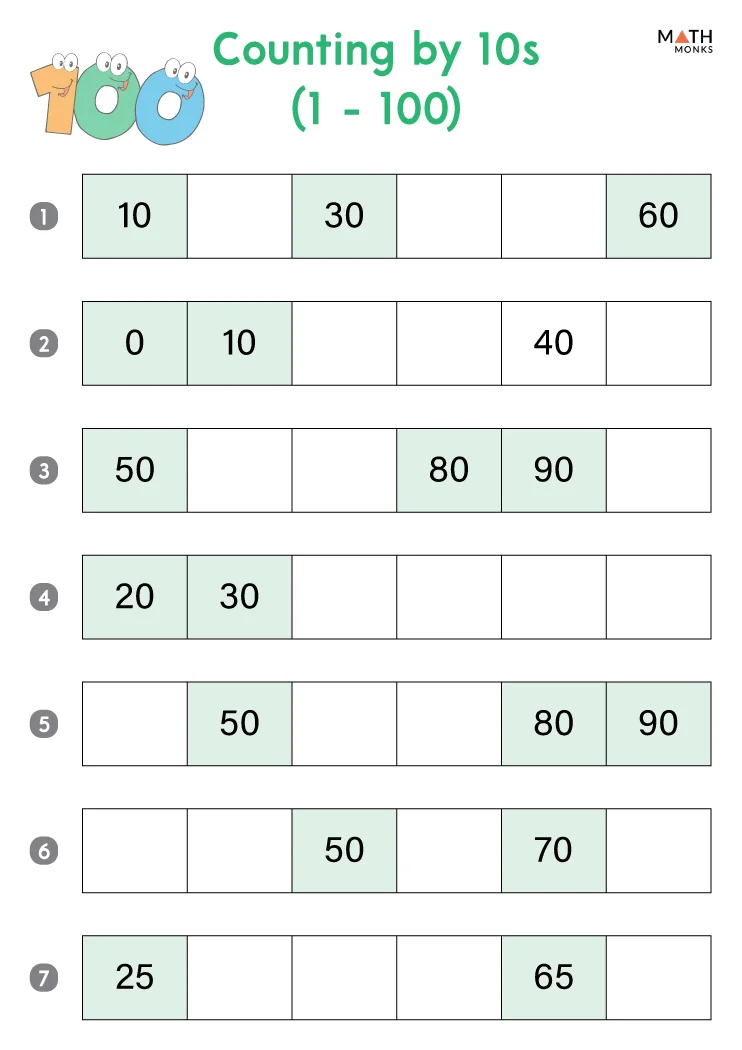 Skip Counting Worksheets - Math Monks