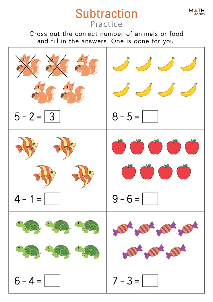 1st Grade Subtraction Worksheets - Math Monks