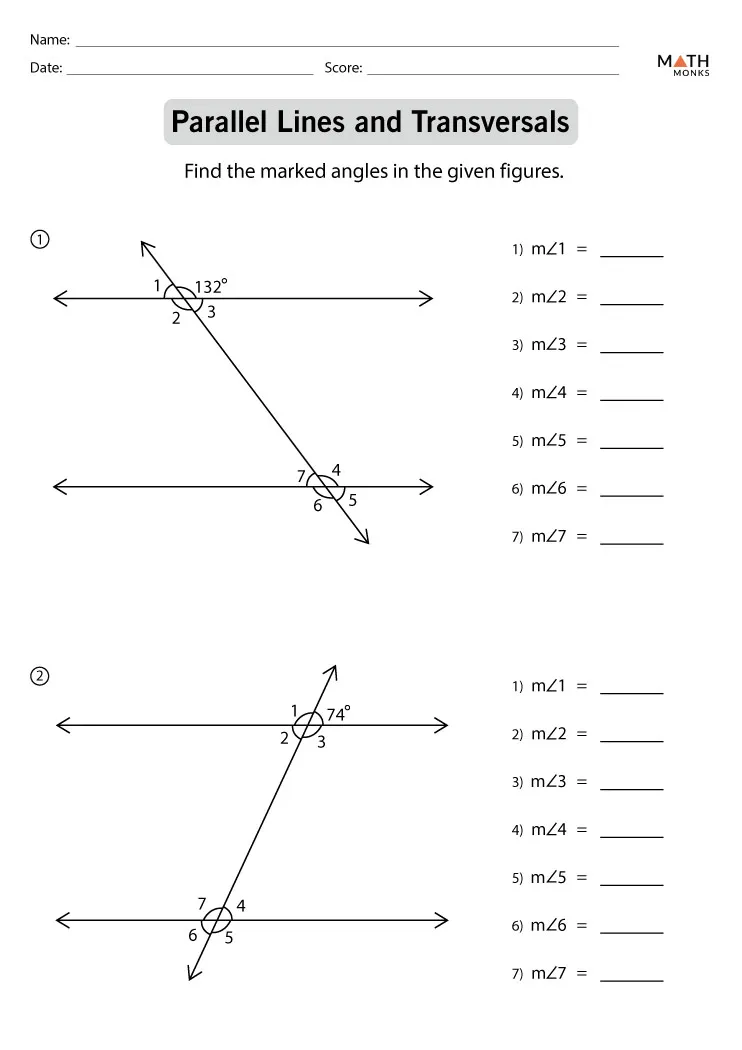 Parallel Lines And Transversals Worksheets Math Monks Parallel Lines And Transversals Worksheets Math Monks