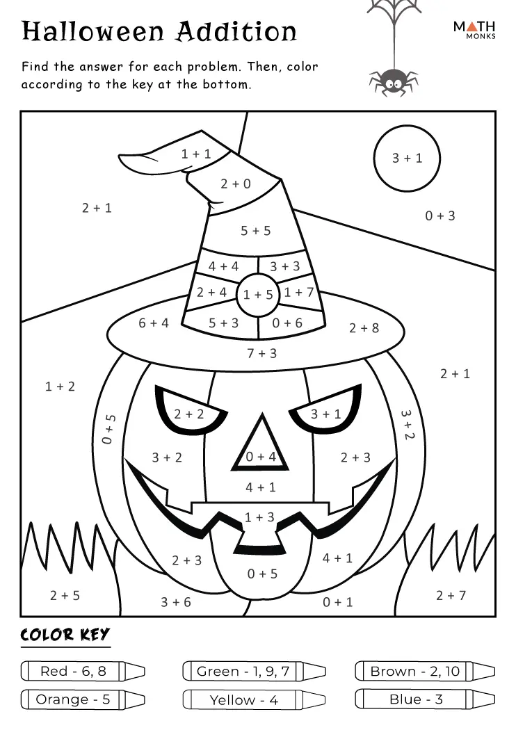 Halloween Addition Worksheets - Math Monks