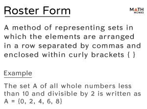 Roster Form (Notation) - Definition, Venn Diagram, and Examples