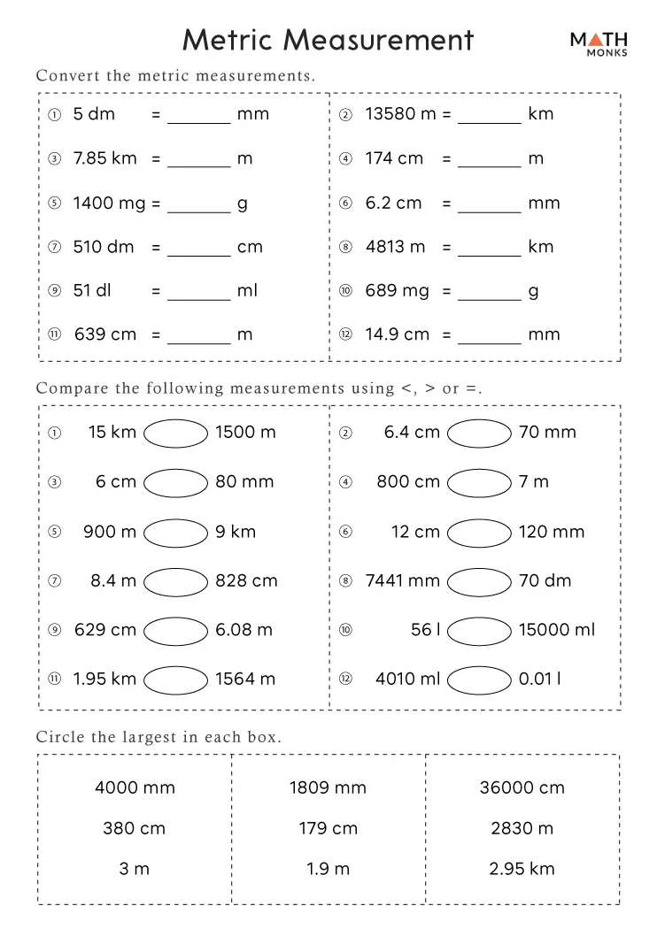 4th Grade Measurement Worksheets Math Monks